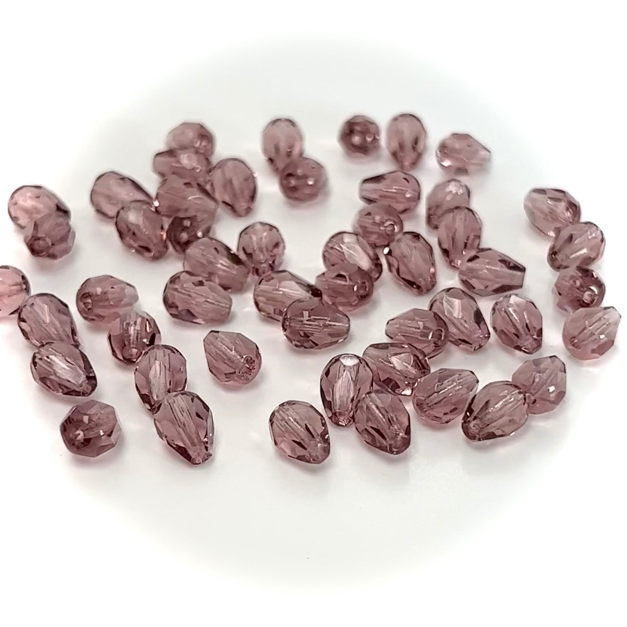 Czech Glass Pear Shaped Fire Polished Beads 8x6mm Light Amethyst purple Tear Drops, 50 pieces, J027