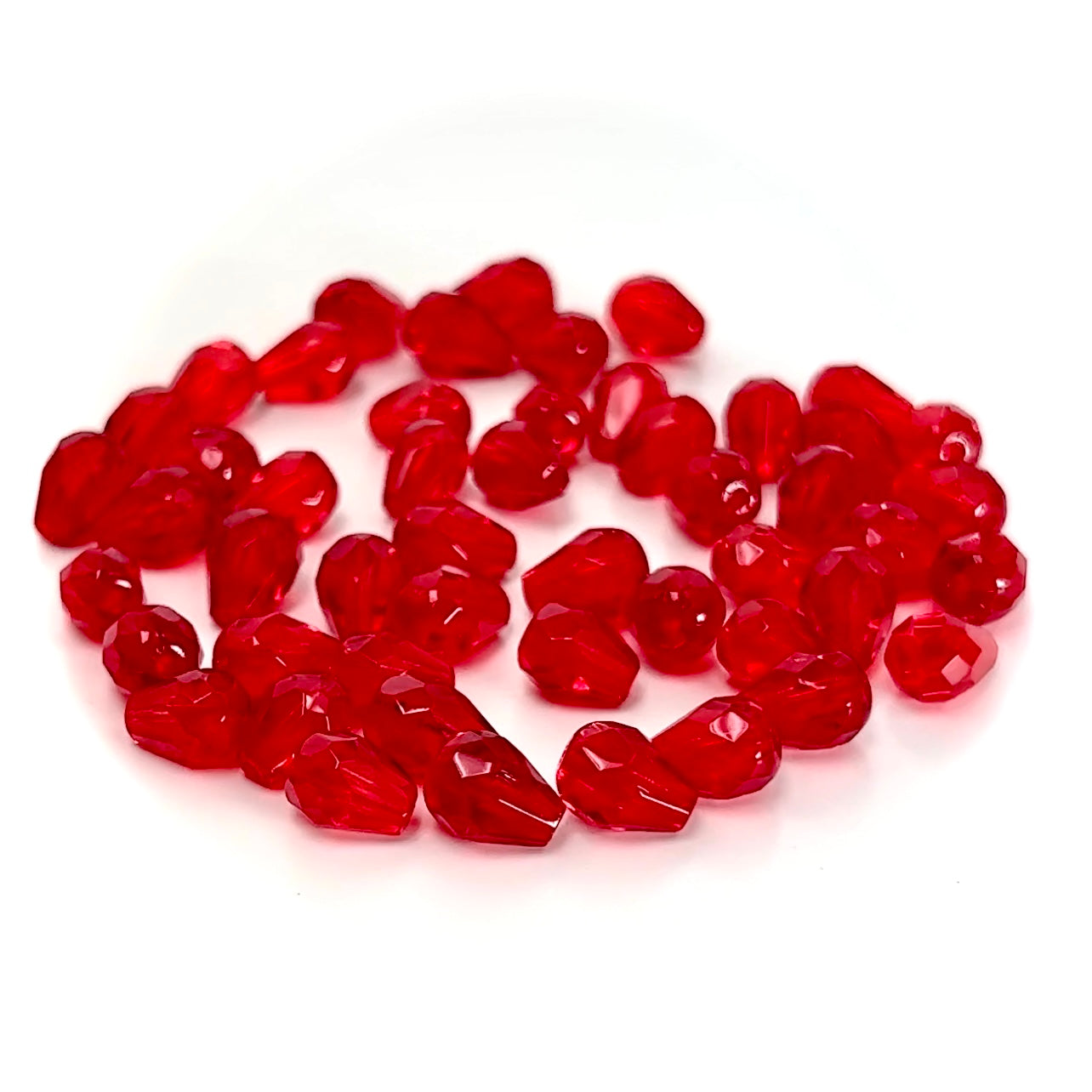 Czech Glass Pear Shaped Fire Polished Beads 8x6mm Light Siam red Tear Drops, 50 pieces, J036