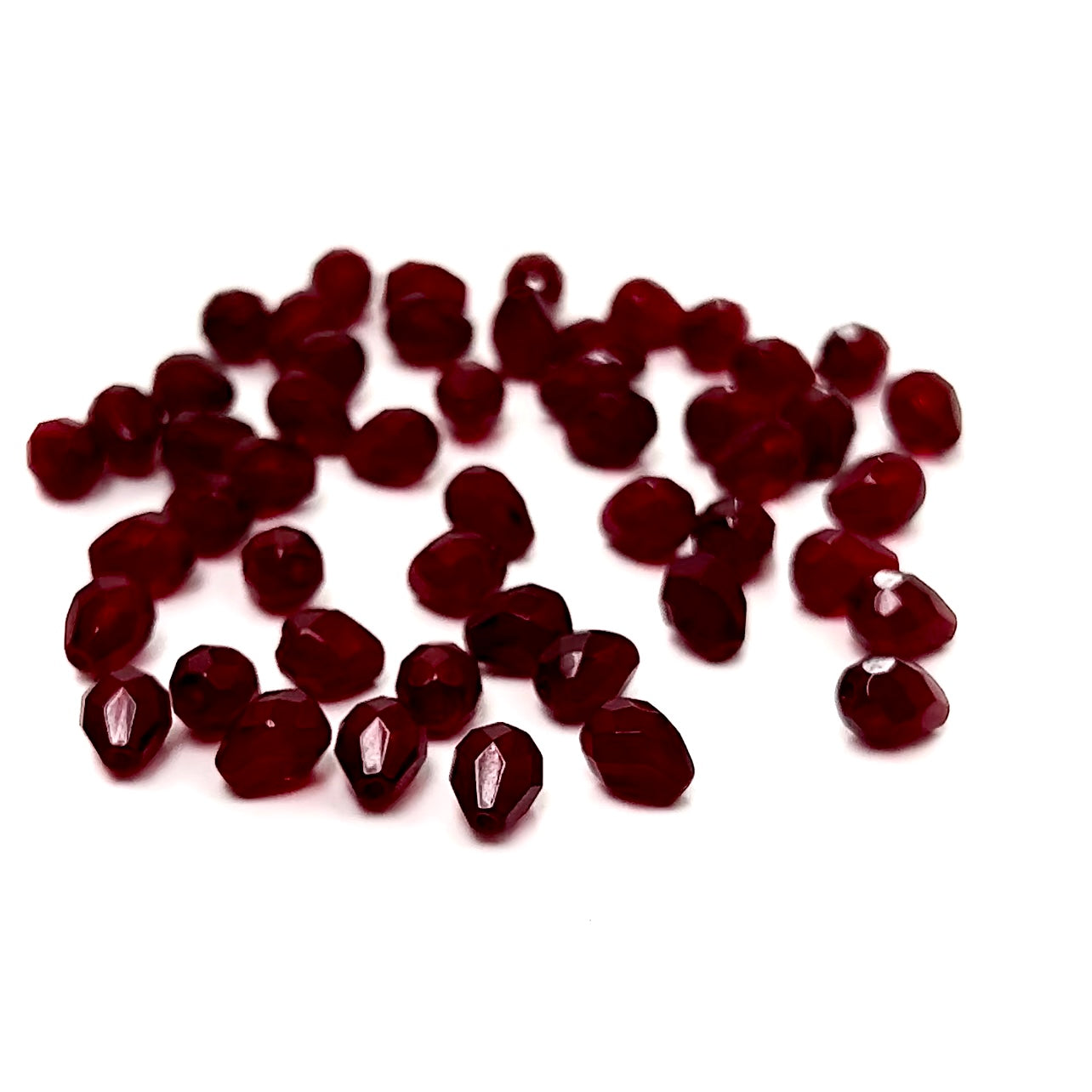 Czech Glass Pear Shaped Fire Polished Beads 8x6mm Garnet deep red Tear Drops, 50 pieces, J042