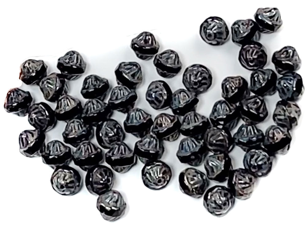 Czech Glass Cathedral Turbine Fire Polished Beads 8mm Jet black Travertine, 50 pieces, J043