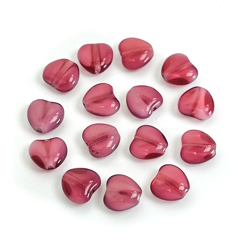 Czech glass Heart shaped druk beads 8x8mm Pink White Givre, mixed color, Loose Pressed Beads, 50 pcs, J127