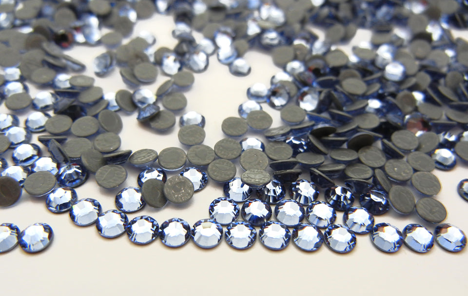 Swarovski Art.# 2028/HOTFIX Flatbacks, Light Sapphire Iron-on Rhinestones, ss6, lt. blue