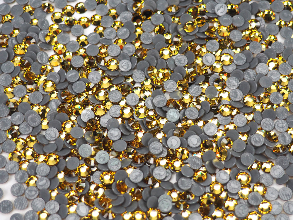 Swarovski Art.# 2028/HOTFIX Flatbacks, Light Topaz Iron-on Rhinestones, ss10, lt. golden brown