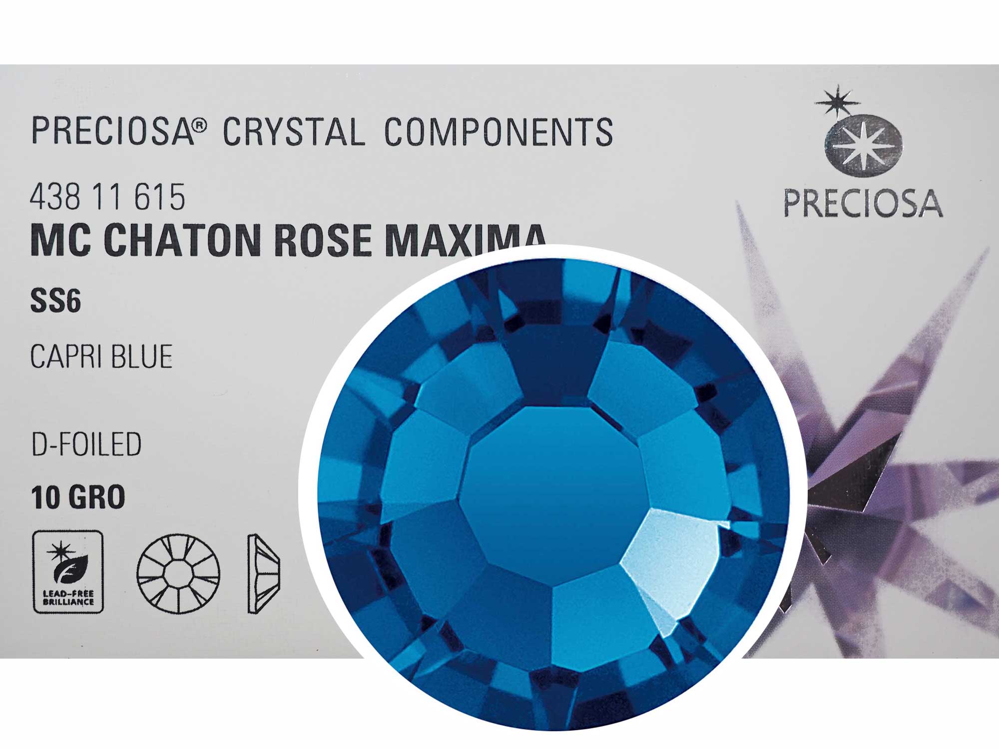Capri Blue Preciosa VIVA or MAXIMA Chaton Roses (Rhinestone Flatbacks) Genuine Czech Crystals