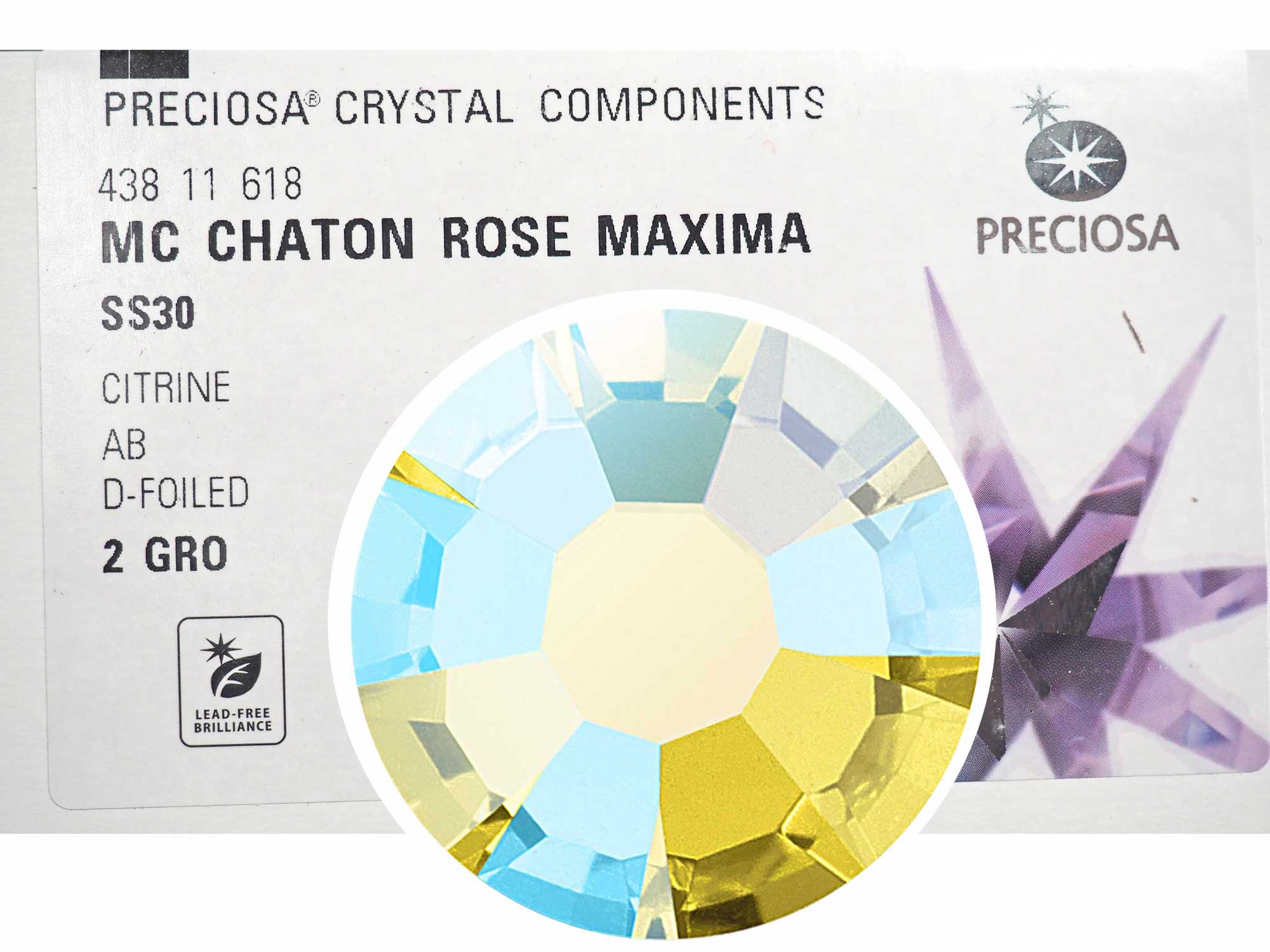 Citrine AB, Preciosa VIVA or MAXIMA Chaton Roses (Rhinestone Flatbacks), Genuine Czech Crystals, rich yellow coated with Aurora Borealis