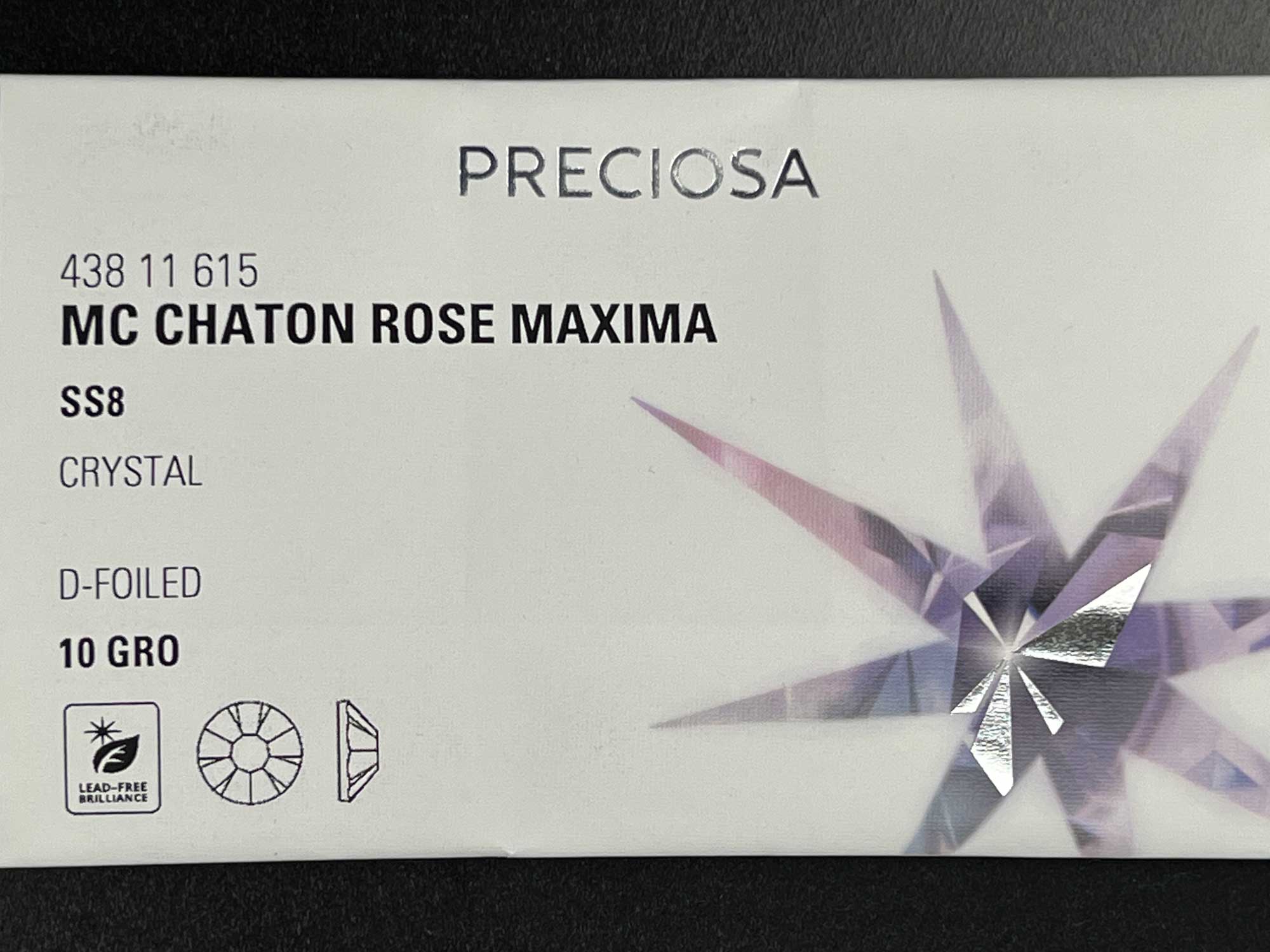 Crystal , Preciosa VIVA or MAXIMA Chaton Roses (Rhinestone Flatbacks), Genuine Czech Crystals, Genuine Czech Crystals, clear