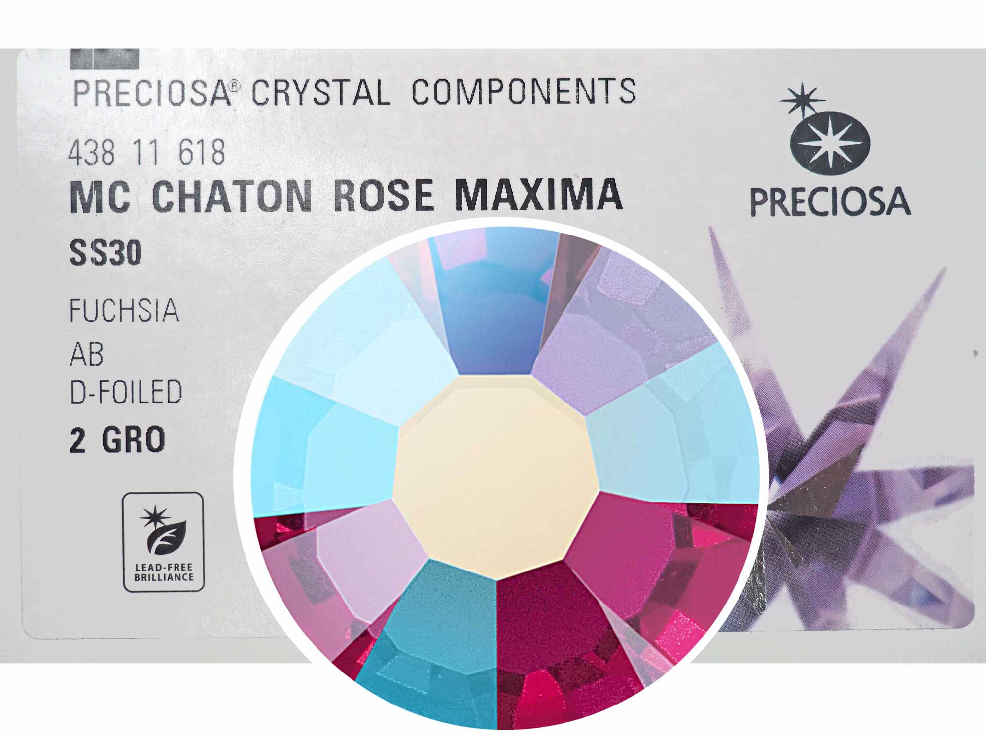 Fuchsia AB Preciosa VIVA or MAXIMA Chaton Roses (Rhinestone Flatbacks) Genuine Czech Crystals dark pink red coated with Aurora Borealis