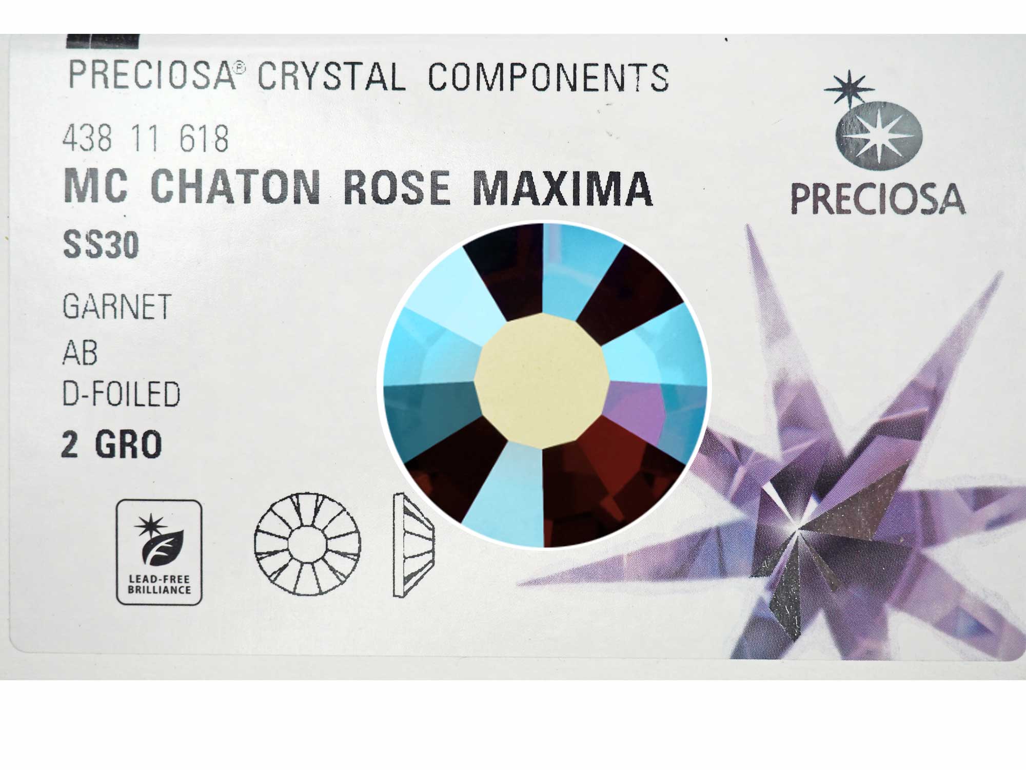 Garnet AB, Preciosa VIVA or MAXIMA Chaton Roses (Rhinestone Flatbacks), Genuine Czech Crystals, deep dark red coated with Aurora Borealis