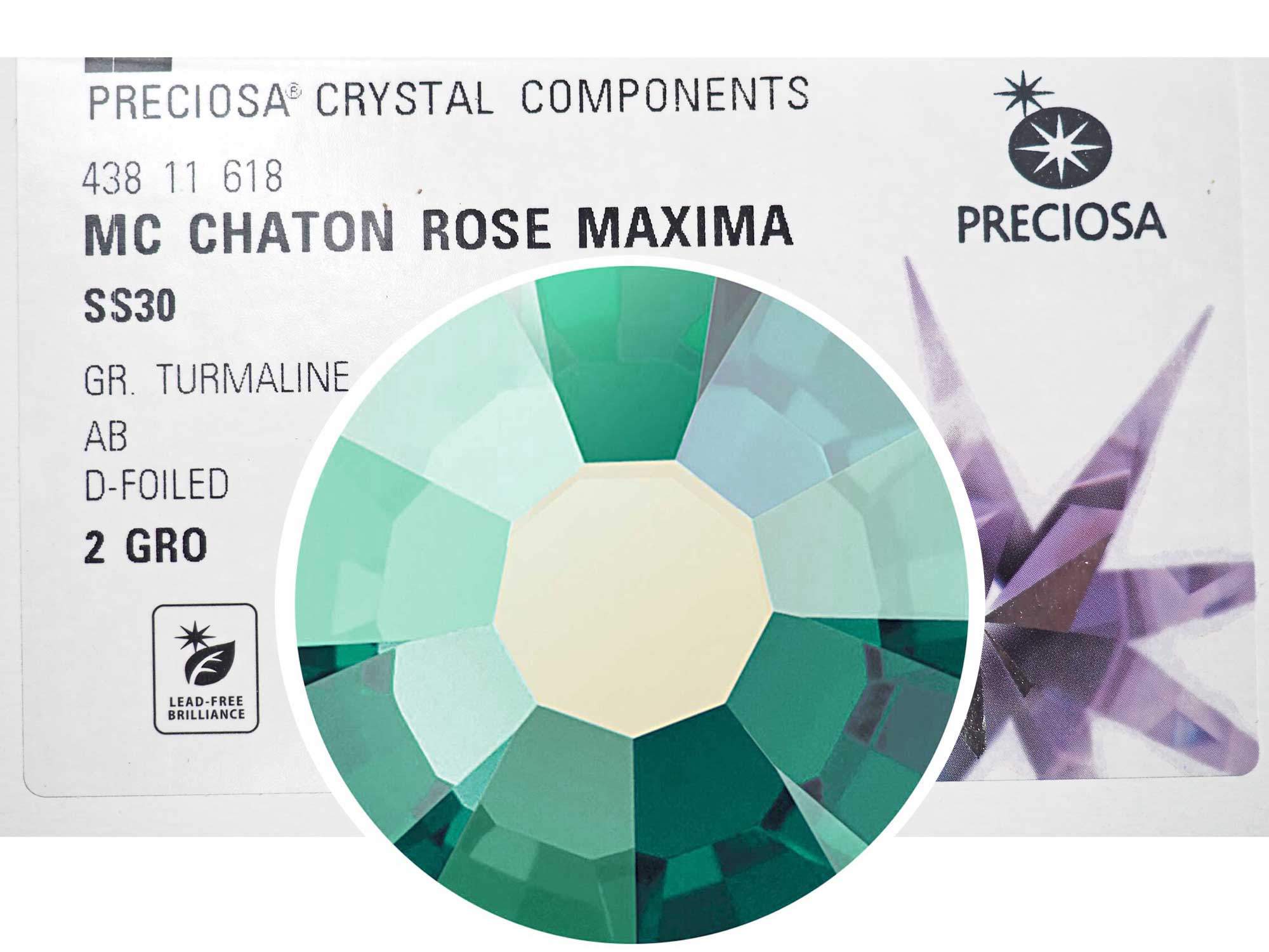 Green Turmaline AB Preciosa VIVA or MAXIMA Chaton Roses (Rhinestone Flatbacks) Genuine Czech Crystals dark green blue coated with Aurora Borealis