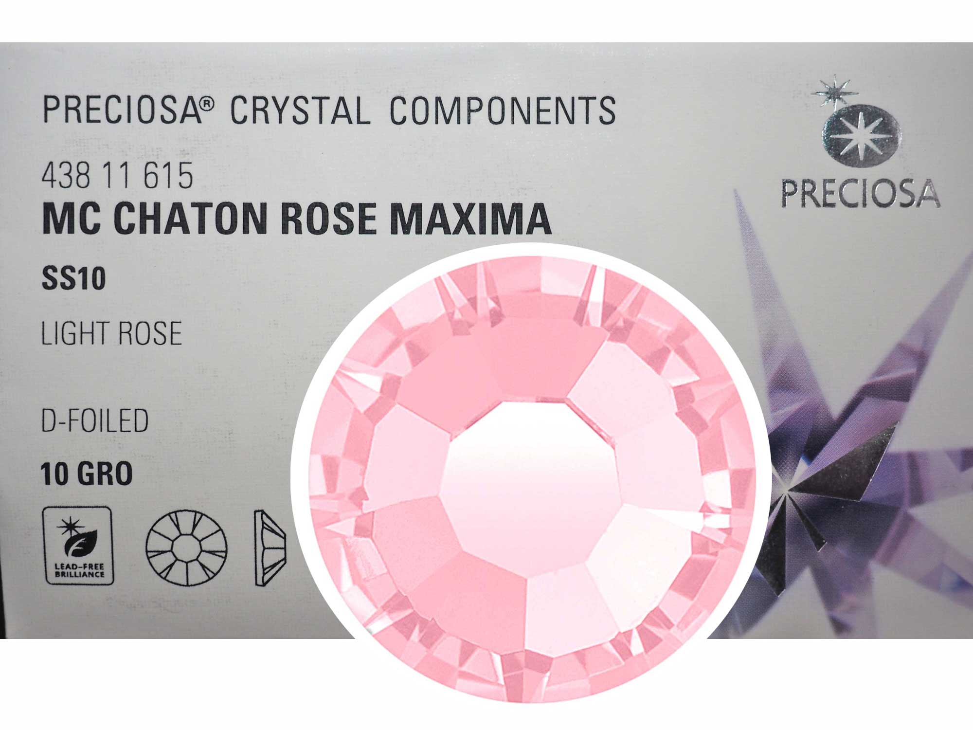 Light Rose, Preciosa VIVA or MAXIMA Chaton Roses (Rhinestone Flatbacks), Genuine Czech Crystals, pink