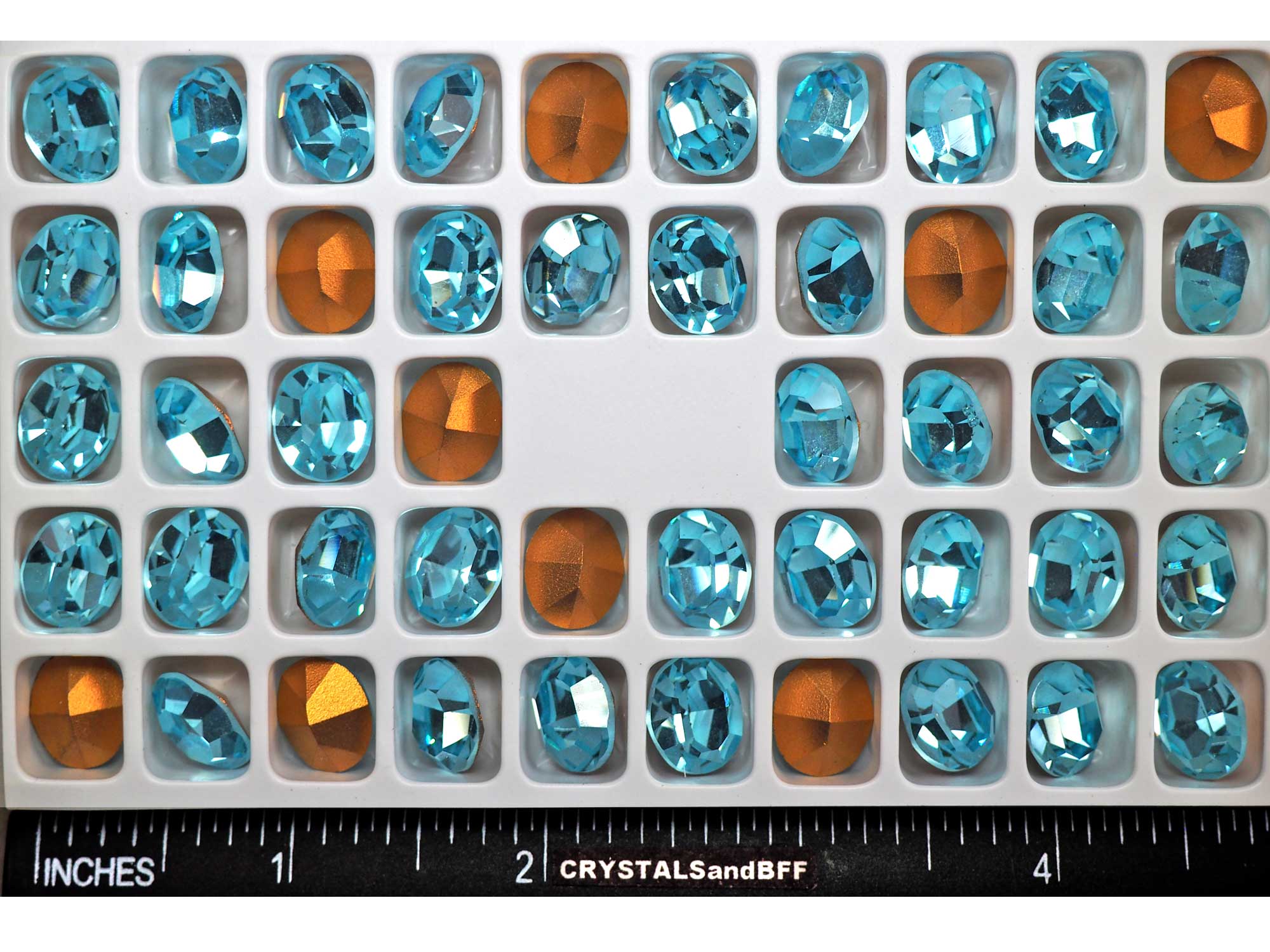 Aqua Bohemica, Preciosa Czech MC OVAL Stones in size 12x10mm, 24 pieces, Gold Foiled, P598
