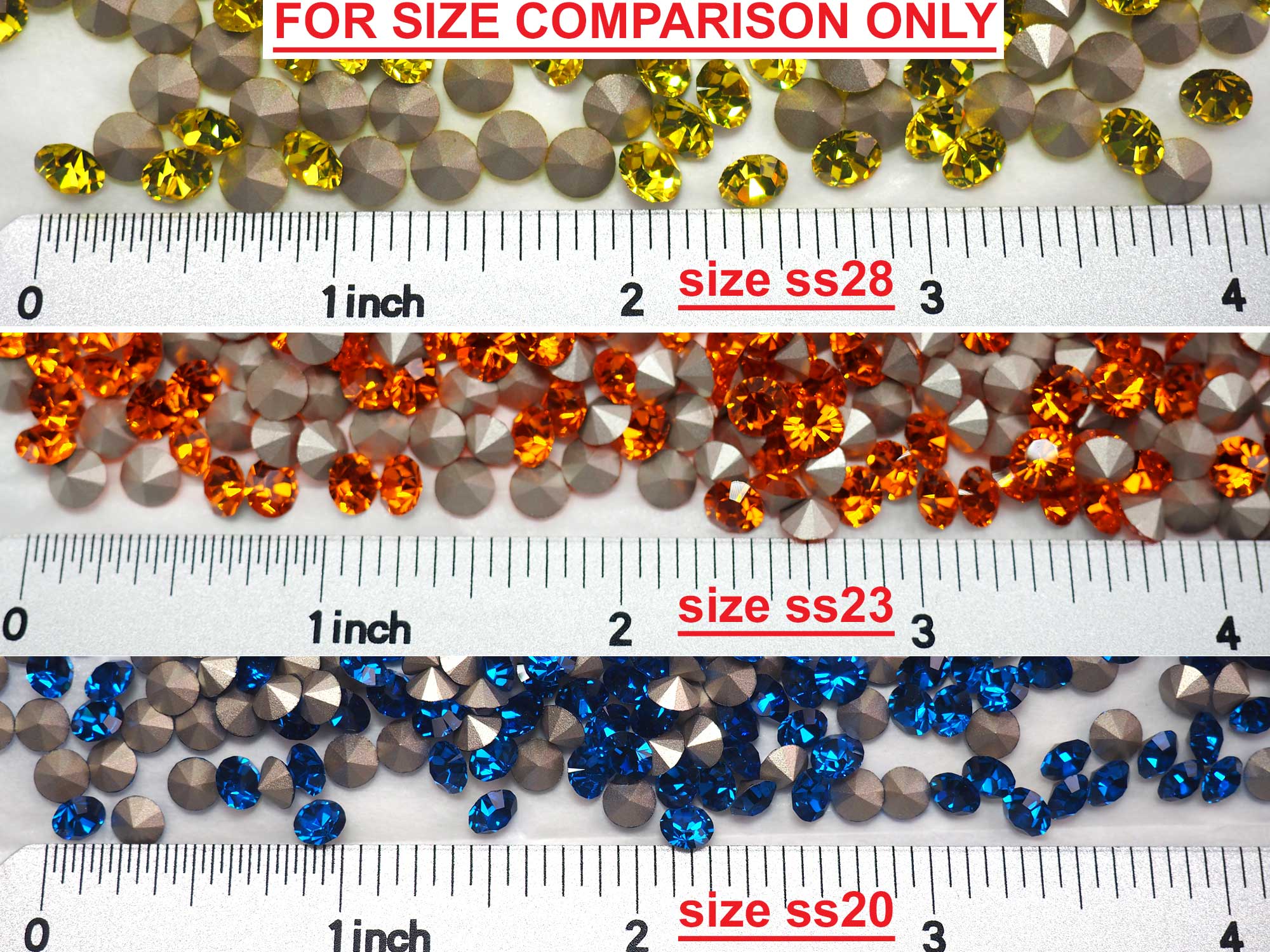 Mixed Sizes Clear Crystal (00030) Czech Preciosa Maxima Flatbacks 100 Pieces Assorted 2mm to 6mm SS5, ss7, ss9, SS12, SS16, SS20, SS30 No Hotfix