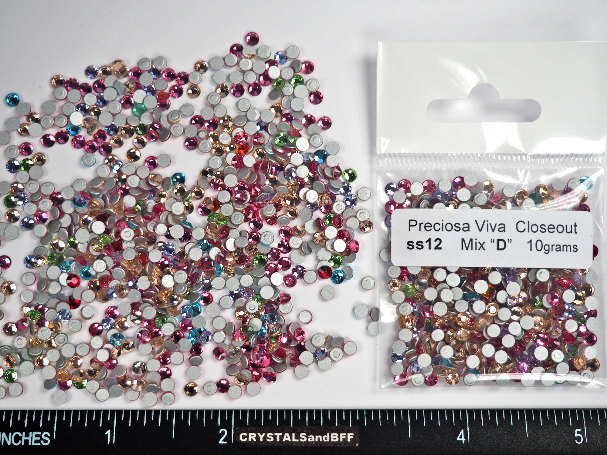 Mix Color "D" CLOSEOUT, ss12, 10grams of Preciosa VIVA Chaton Roses (Rhinestone Flatbacks), Genuine Czech Crystals, nail art BY THE WEIGHT