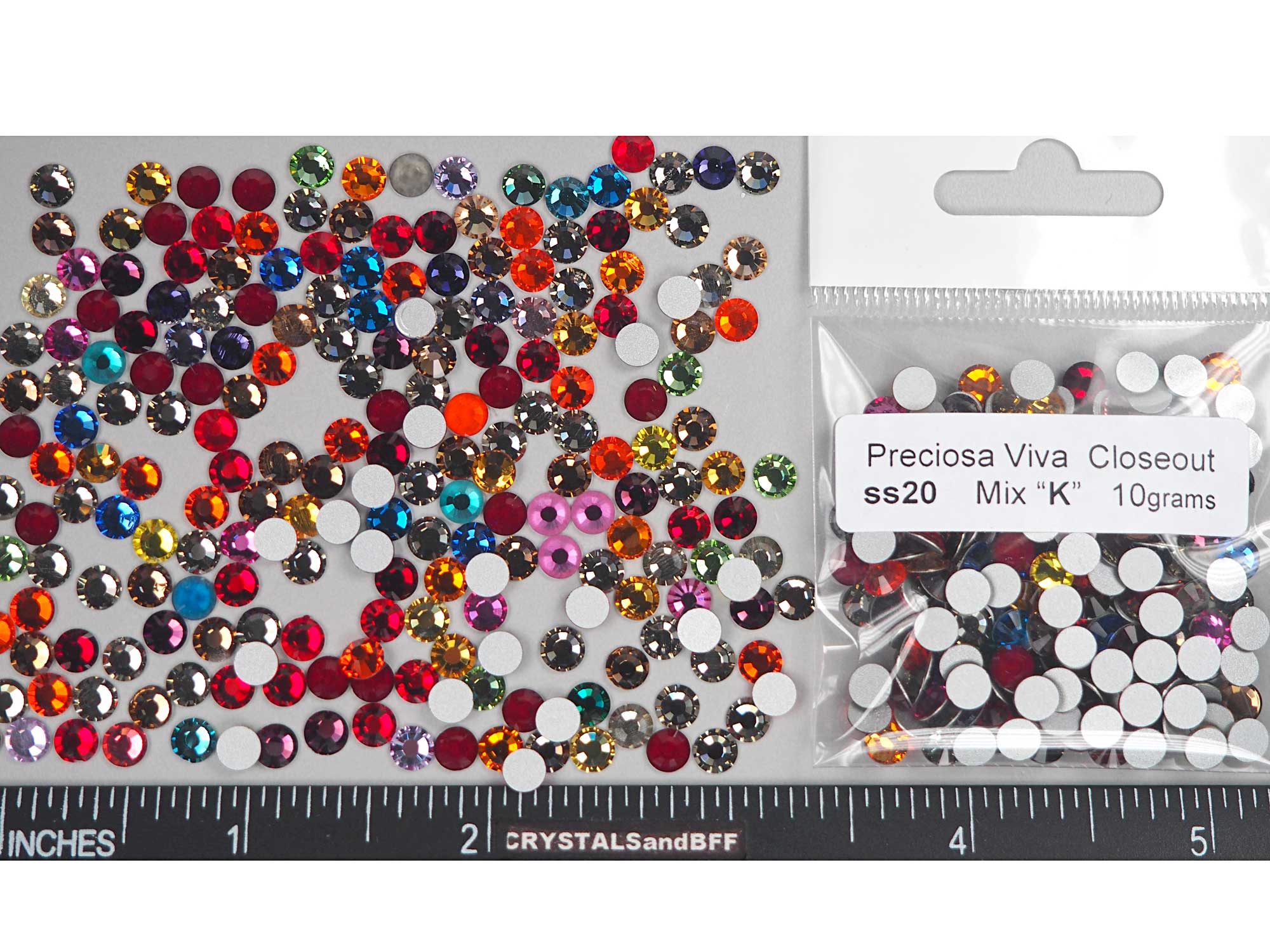 Mix Color "K" CLOSEOUT, ss20, 10grams of Preciosa VIVA Chaton Roses (Rhinestone Flatbacks), Genuine Czech Crystals, BY THE WEIGHT
