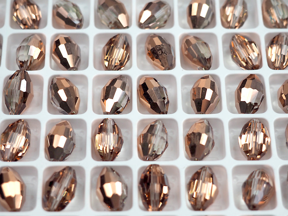 Crystal Vintage Capri Gold coated, Preciosa Czech Machine Cut Olive Crystal Beads, barrel shape in sizes 10.5x7mm, 12x8mm