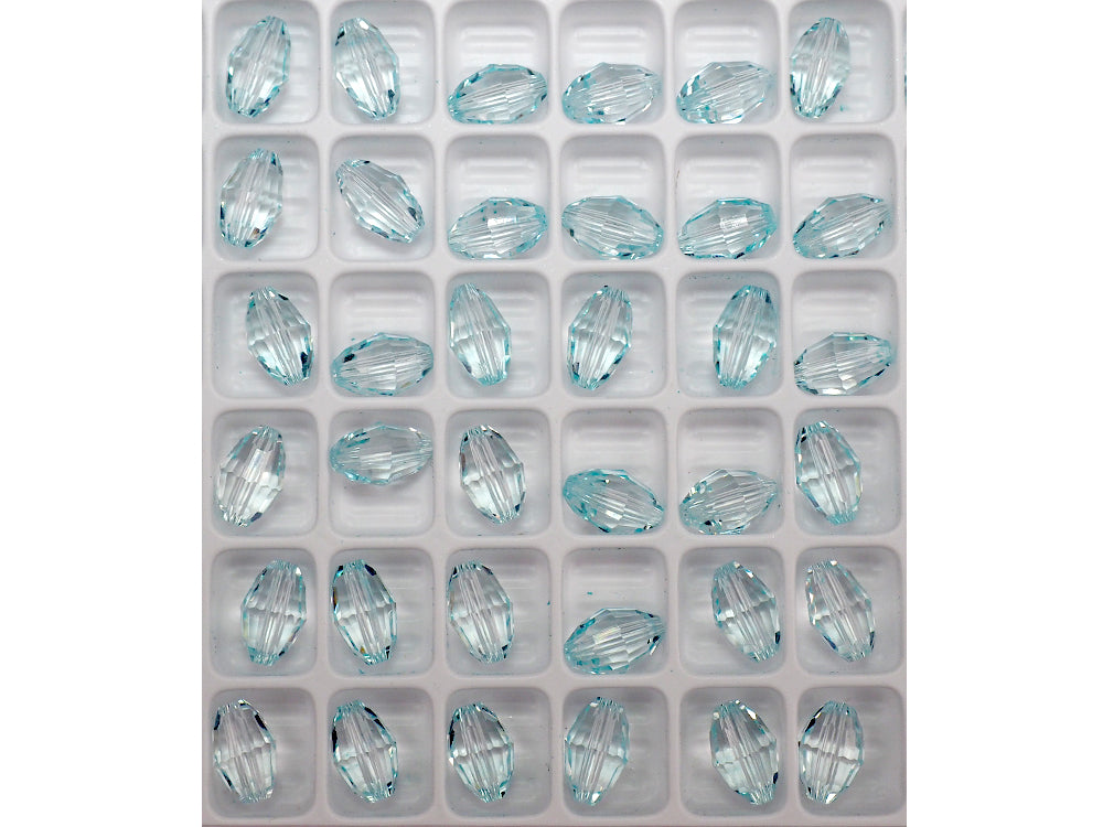 Crystal Light Blue, Preciosa Czech Machine Cut Olive Crystal Beads, barrel shape in size 9x6mm, 36 pieces