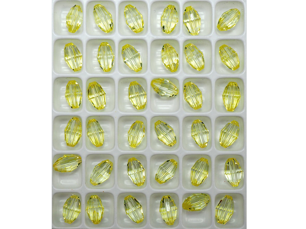 Crystal Medium Yellow, Preciosa Czech Machine Cut Olive Crystal Beads, barrel shape in size 9x6mm, 36 pieces