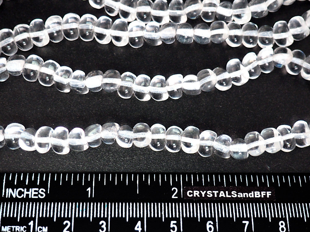 30 Czech Glass Smooth Druk Nugget Beads 6x8mm clear Crystal, P219