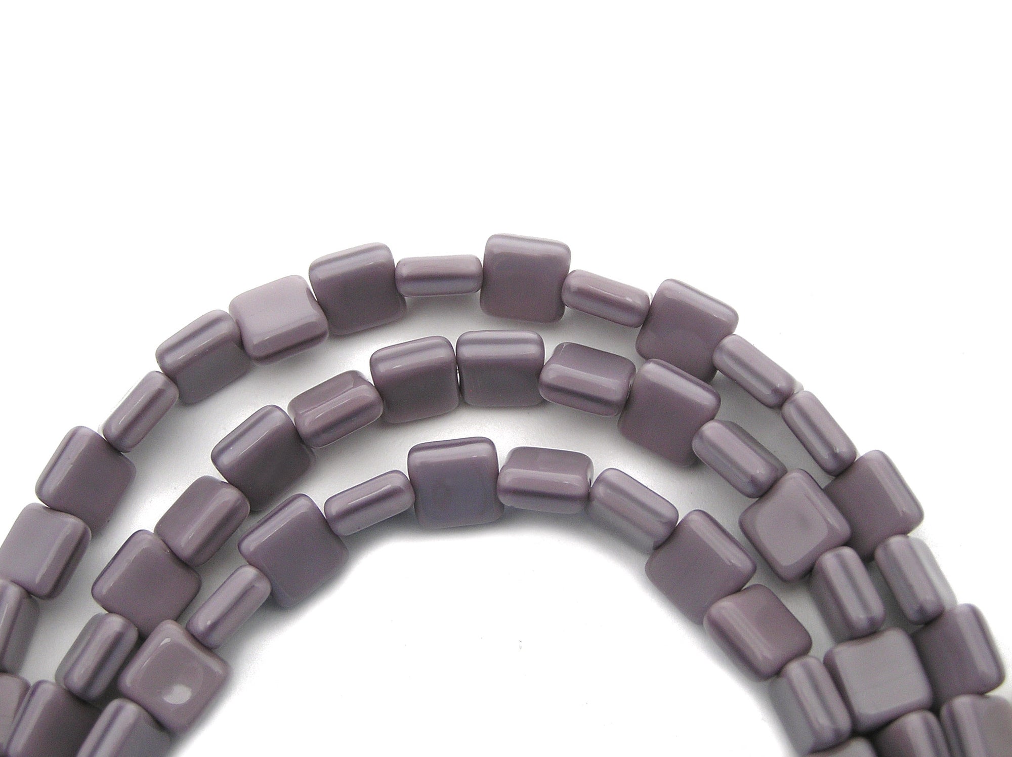 Czech Glass Square Shaped Druk Beads 8x8mm Violet Silk, 22 pcs, P221