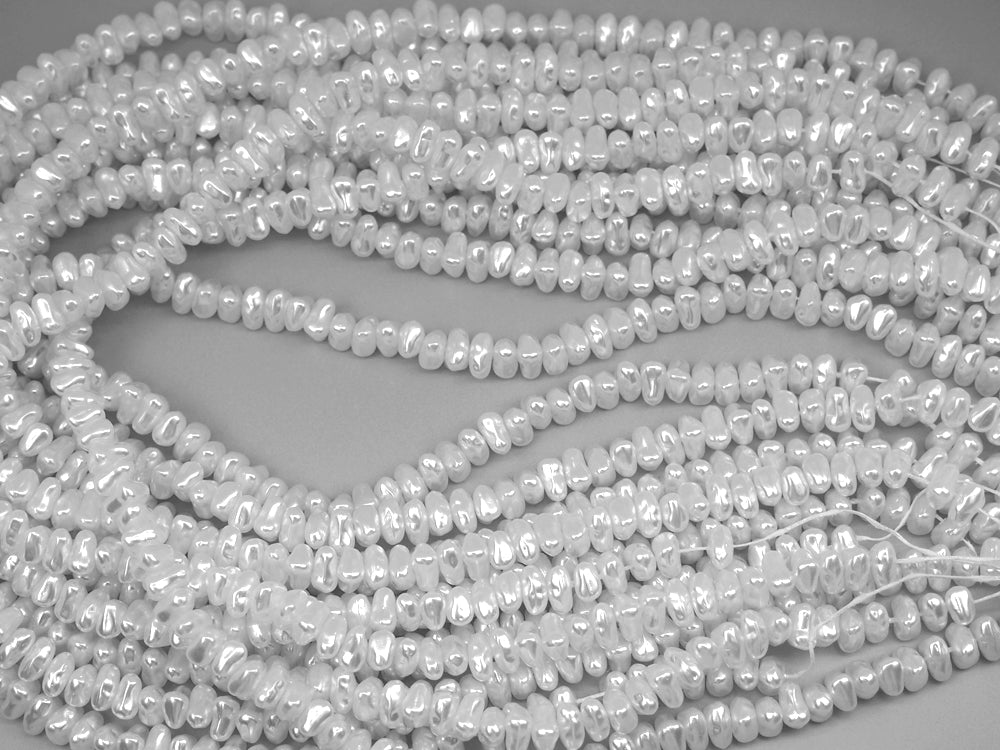 Czech Nugget Triangle Glass Pearls 5x7mm Bridal Off-White Imitation Pearl