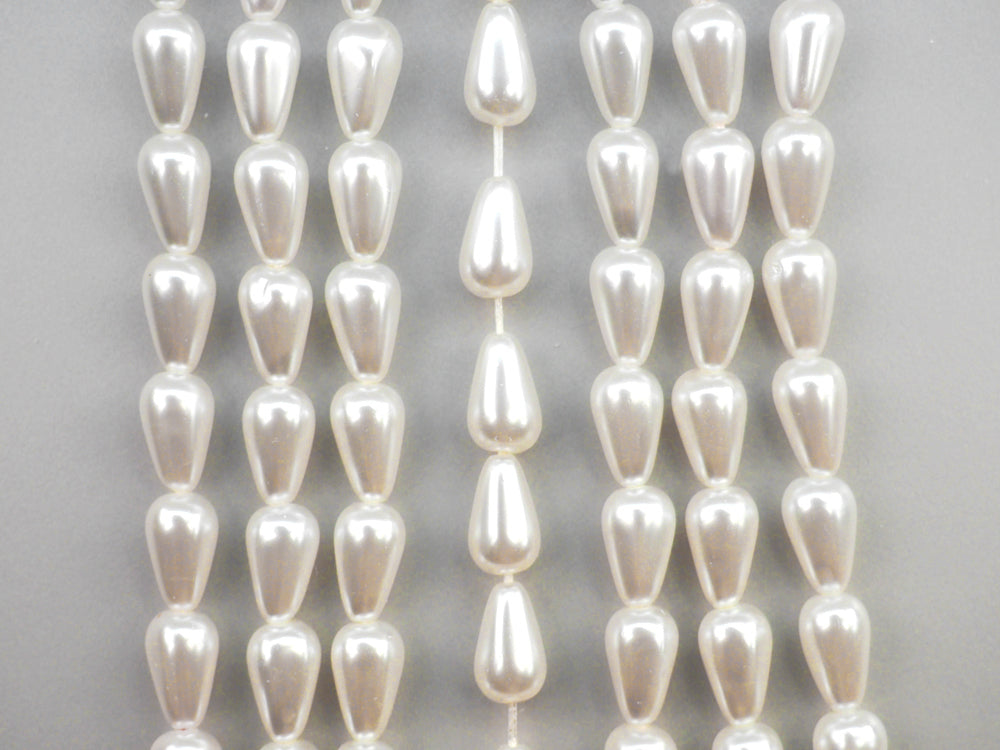 Czech Elongated Pear Shaped Glass Pearls 12x7mm Bridal Cream Imitation Pearl Drops