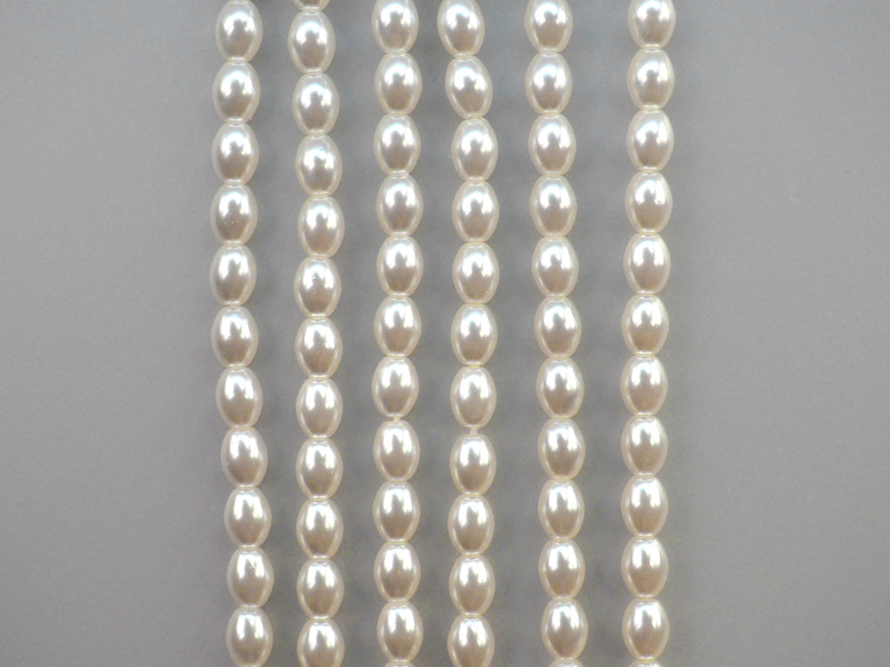 Czech Oval Shaped Glass Pearls 5x3mm or 6x4mm or 7x5mm Bridal Cream Imitation Pearl