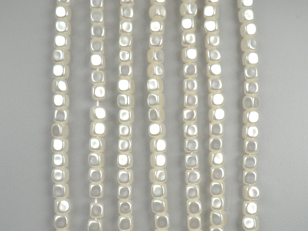Czech Cube Shaped Glass Pearls 5x6mm Bridal Cream Imitation Pearl