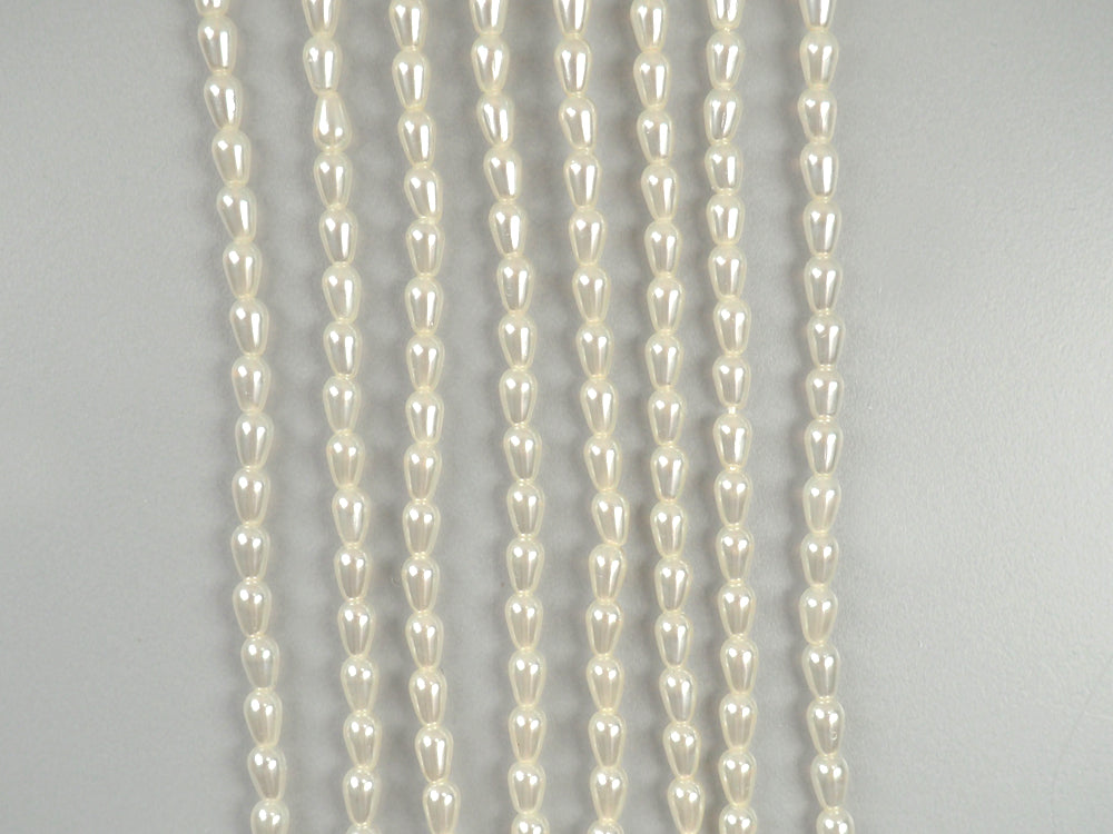 Czech Pear Shaped Glass Pearls 5x3mm or 7x5mm Bridal Cream Imitation Pearl Drops