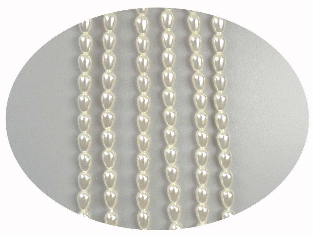 Czech Pear Shaped Glass Pearls 5x3mm or 7x5mm Bridal Cream Imitation Pearl Drops