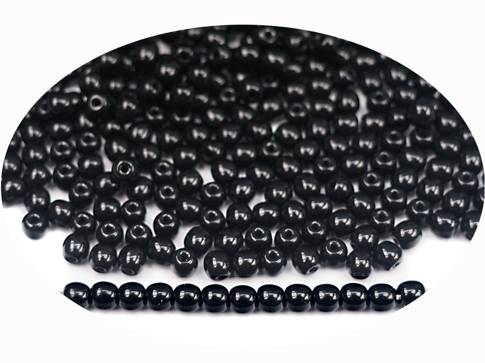 Matte Black Czech Glass 9mm Pony Beads 100pc #49017-9-004M