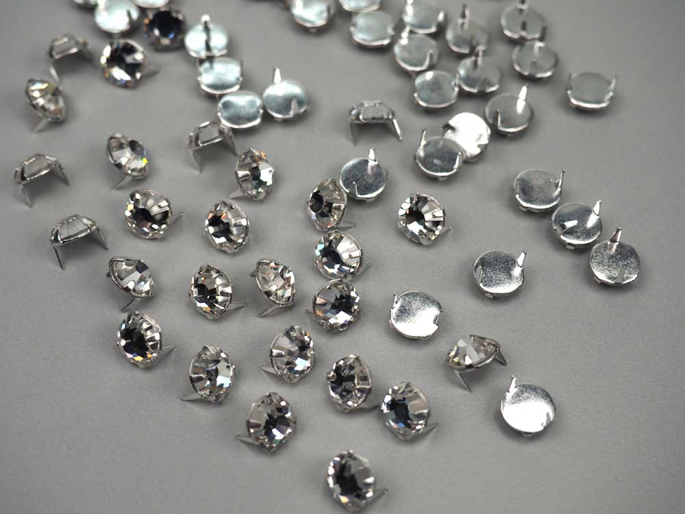Crystal clear, Preciosa Czech MC Viva12 Flatback Rosemontees in Silver Plated PUNCH Settings, ss20 ~ 5mm, 144 pieces