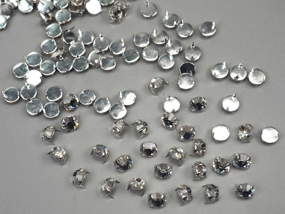 Crystal clear, Preciosa Czech MC Viva12 Flatback Rosemontees in Silver Plated PUNCH Settings, ss20 ~ 5mm, 144 pieces