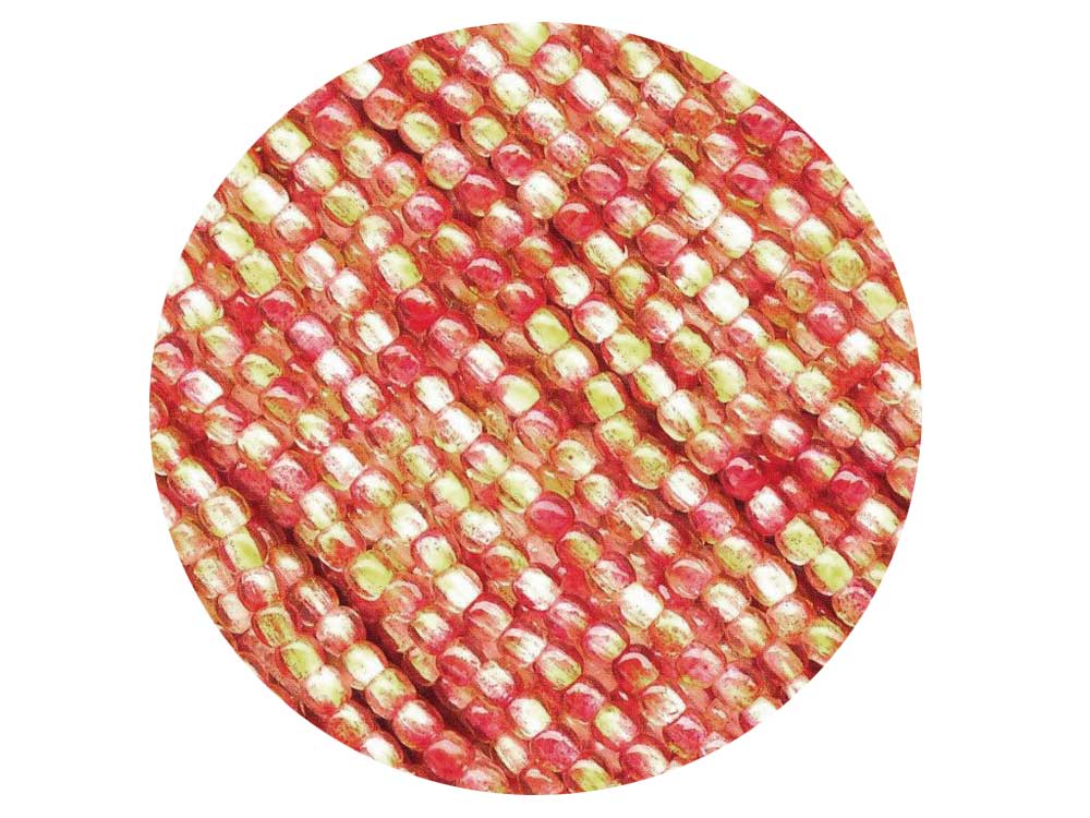 'Czech Glass Druk 2mm Round Smooth Beads, Crystal Orange and Yellow Luster, 1 mass, 1200 pieces, pressed True2 beads, P335