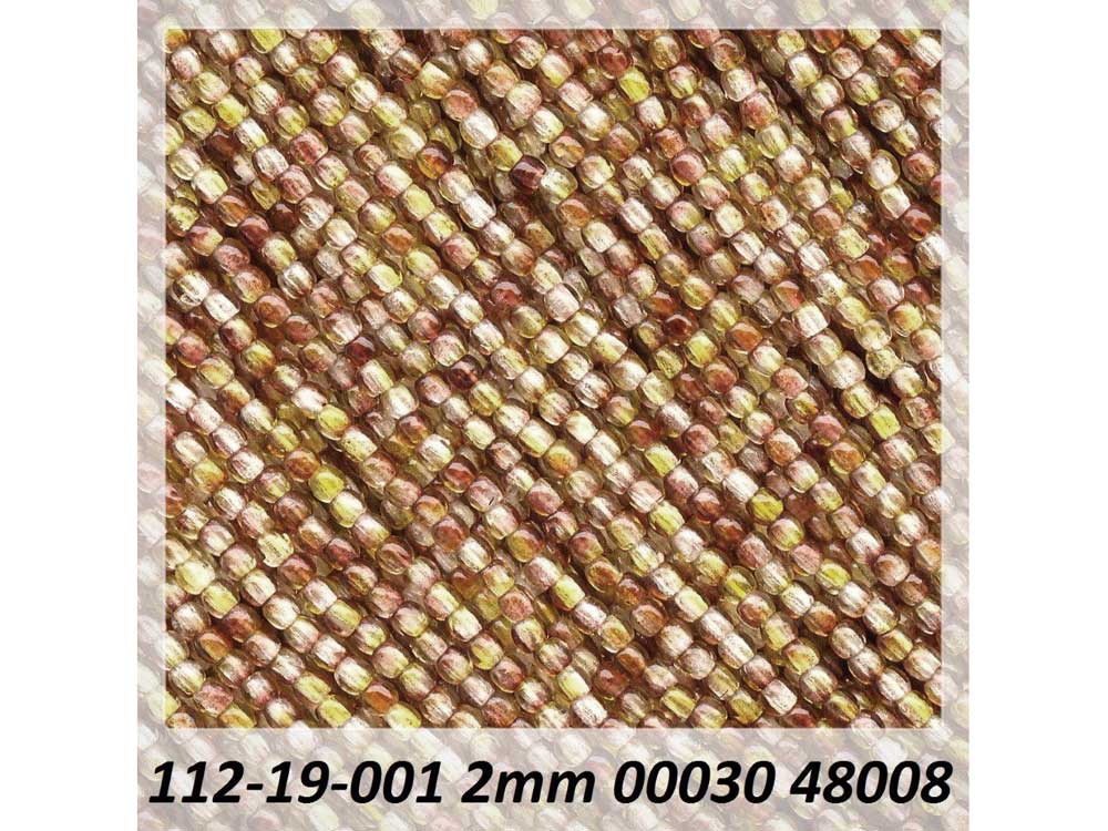 'Czech Glass Druk 2mm Round Smooth Beads, Crystal Brown and Yellow Luster, 1 mass, 1200 pieces, pressed True2 beads, P337