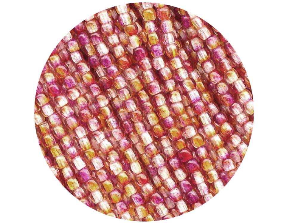 'Czech Glass Druk 2mm Round Smooth Beads, Crystal Orange and Pink Luster, 1 mass, 1200 pieces, pressed True2 beads, P338