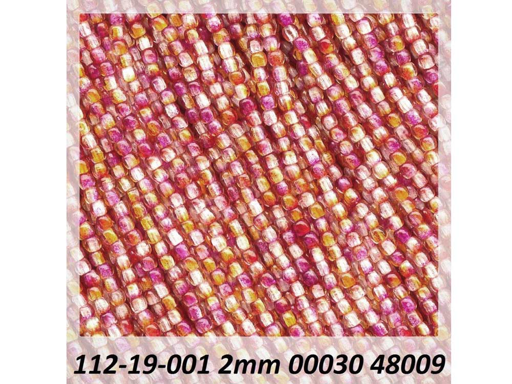 'Czech Glass Druk 2mm Round Smooth Beads, Crystal Orange and Pink Luster, 1 mass, 1200 pieces, pressed True2 beads, P338