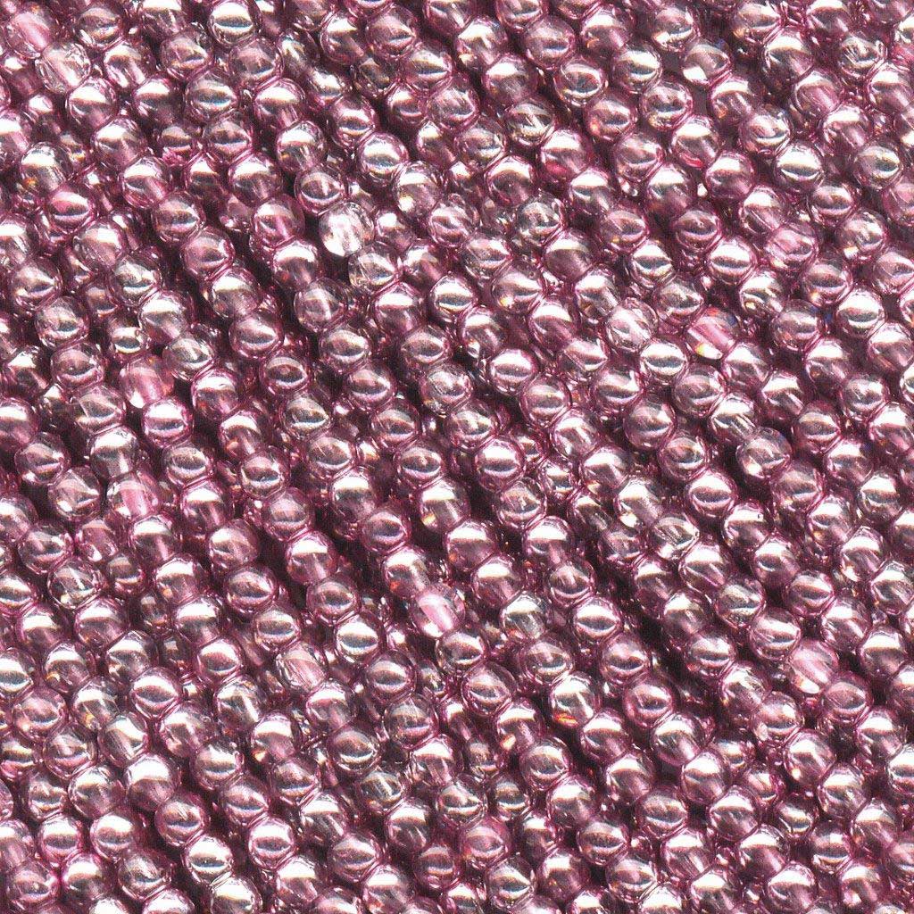 'Czech Glass Druk 3mm Round Smooth Beads, Purple and Silver, 1 mass, 1200 pieces, pressed beads, P347