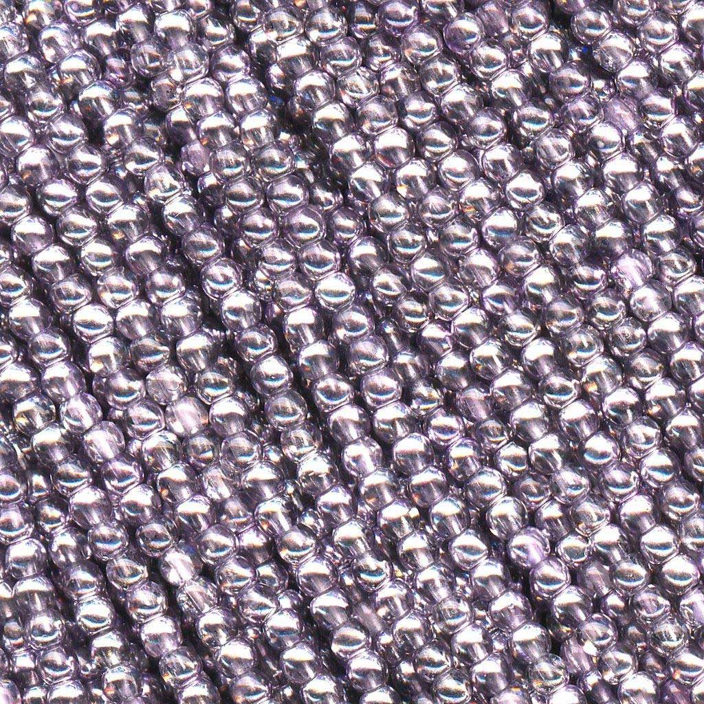 'Czech Glass Druk 3mm Round Smooth Beads, Light Purple and Silver, 1 mass, 1200 pieces, pressed beads, P350