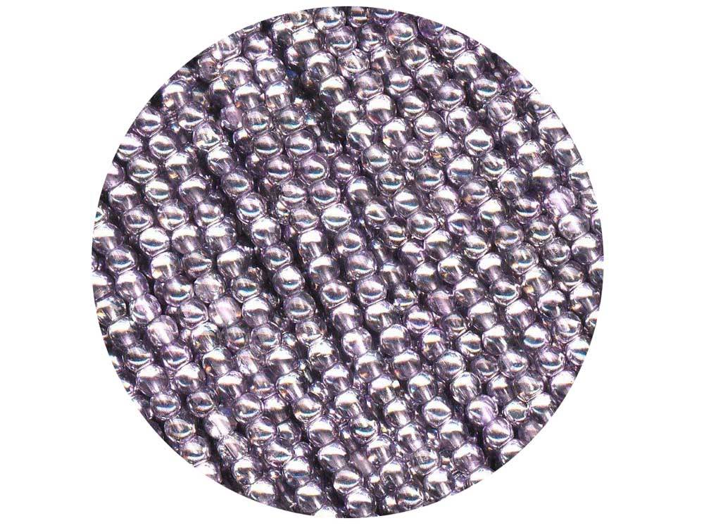 'Czech Glass Druk 3mm Round Smooth Beads, Light Purple and Silver, 1 mass, 1200 pieces, pressed beads, P350