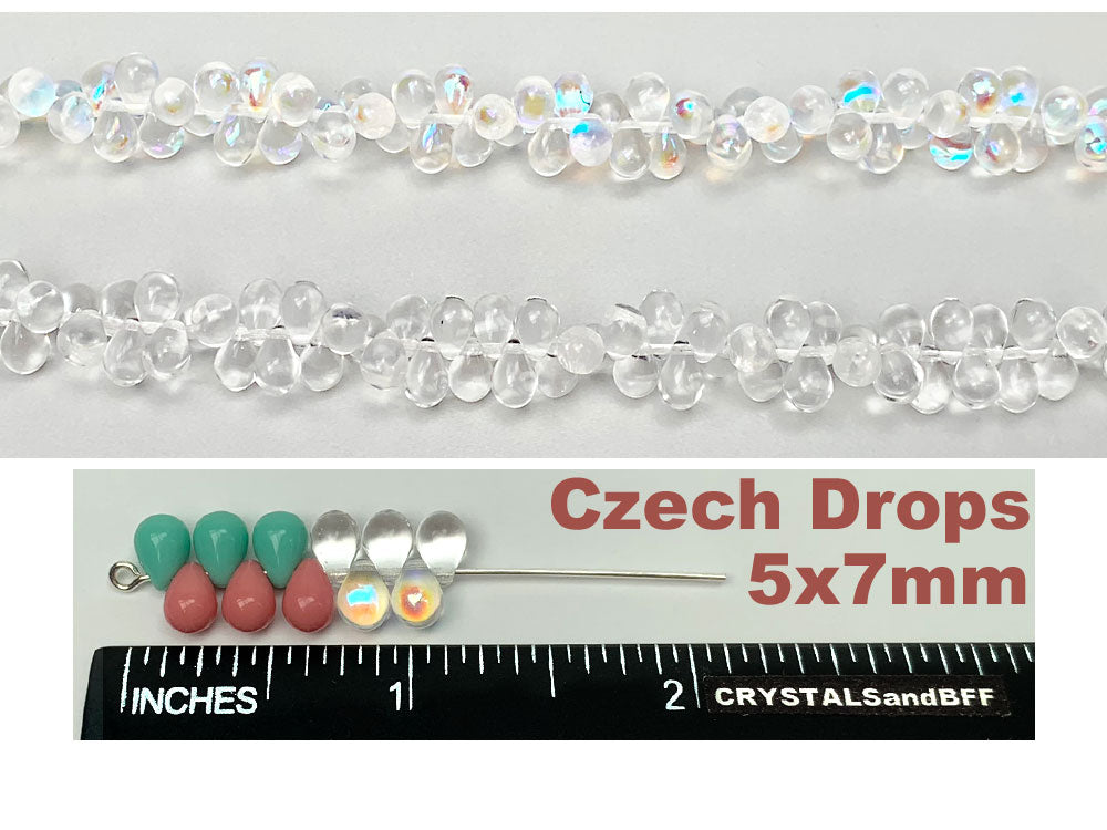 'Czech Glass Druk TearDrop Beads 5x7mm Rosanine Opaque, 66 pieces, pressed smooth top drilled, P354