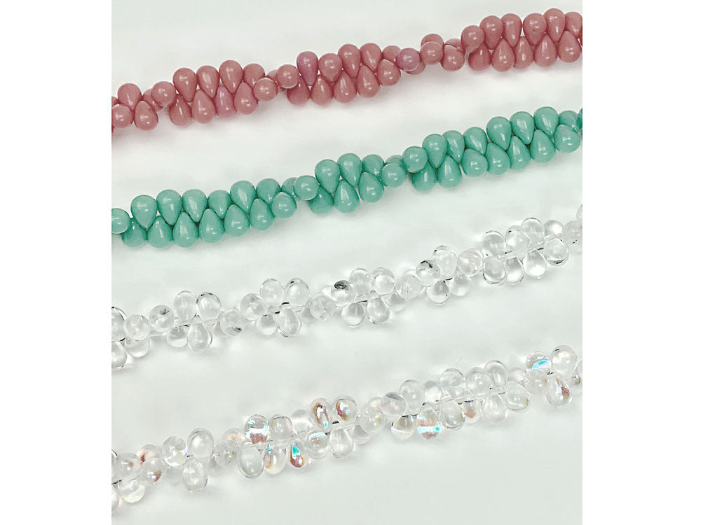 'Czech Glass Druk TearDrop Beads 5x7mm Rosanine Opaque, 66 pieces, pressed smooth top drilled, P354
