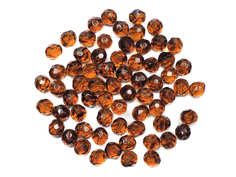 Topaz and Dark Topaz Blend, 2-tone combination, Czech Fire Polished Round Faceted Glass Beads, 8mm 36pcs