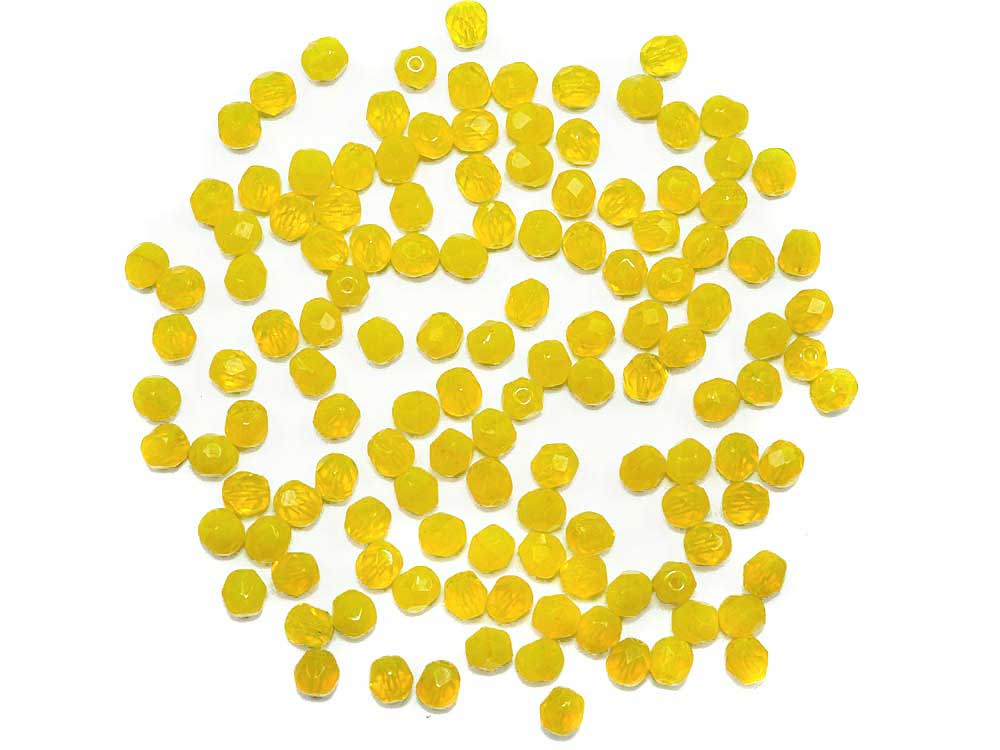 Yellow Opal, Czech Fire Polished Round Faceted Glass Beads, 6mm 60pcs, -  Crystals and Beads for Friends
