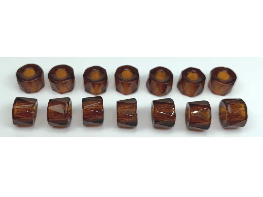 Czech Glass LARGE HOLE Tire Spacer Fire Polished Beads 9mm Topaz (Dark), 40 pieces, P446