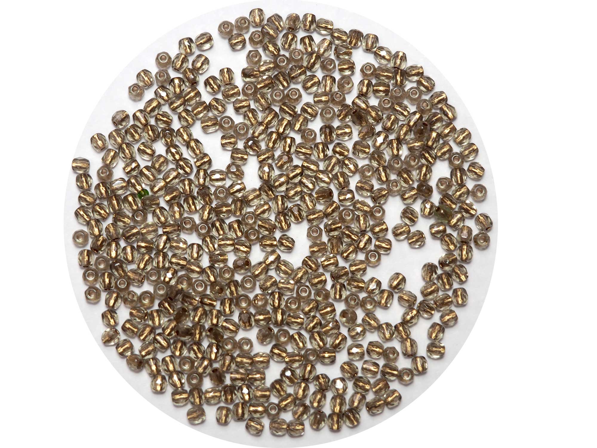 Golden Lined, Czech Fire Polished Round Faceted Glass Beads, 3mm 100pcs, P453