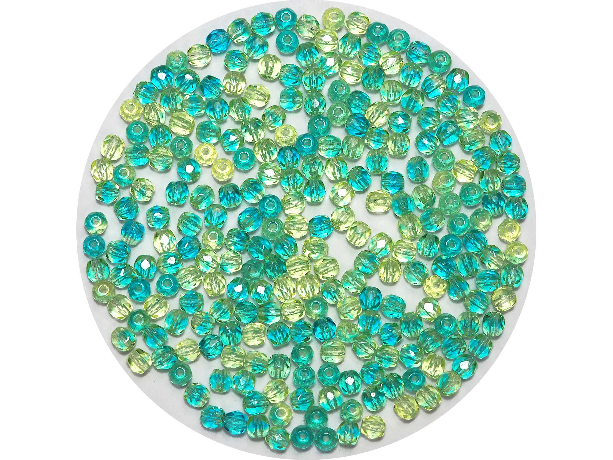 Neon Yellow and Teal Green 2-tone combination, Czech Fire Polished Round Faceted Glass Beads, 4mm 100pcs, P454