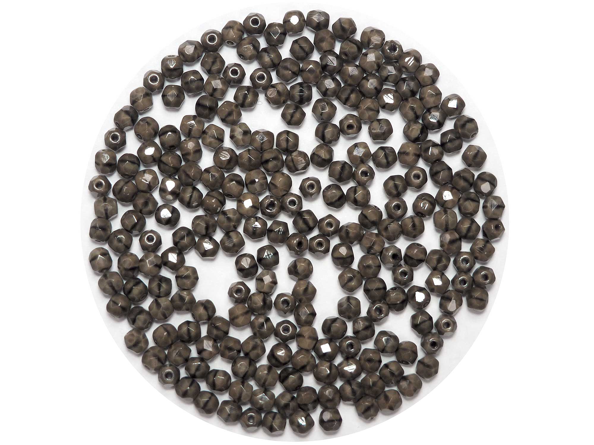 Brown Marmor, Czech Fire Polished Round Faceted Glass Beads, 4mm 100pcs, P455