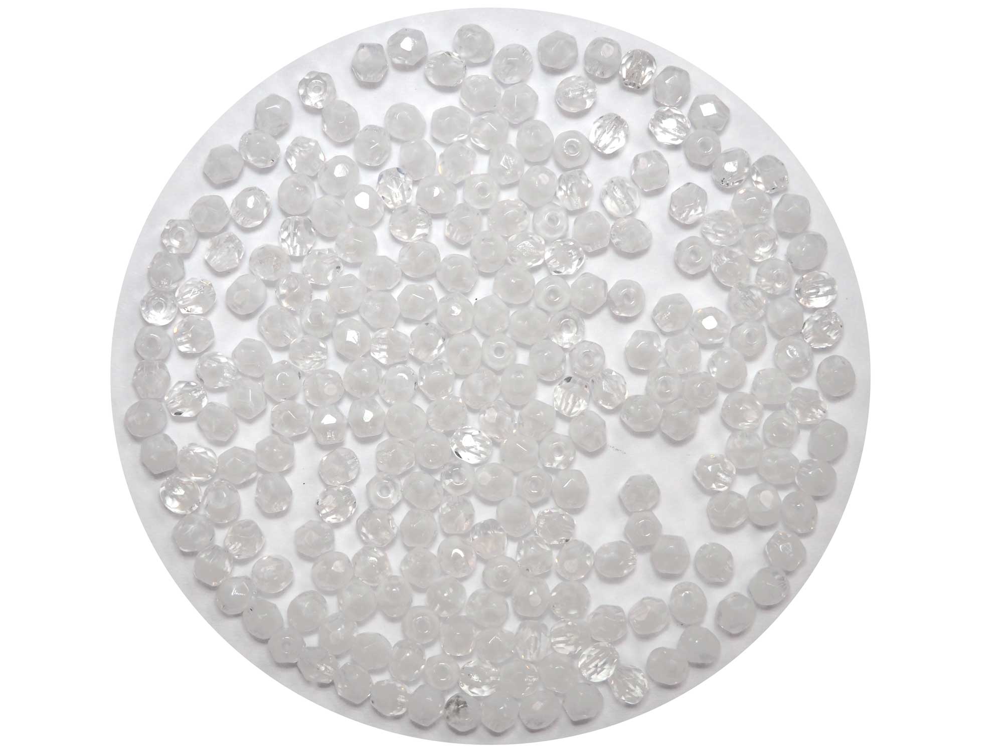 Crystal White Givre, 2-tone combination, Czech Fire Polished Round Faceted Glass Beads, 4mm 600pcs, P457