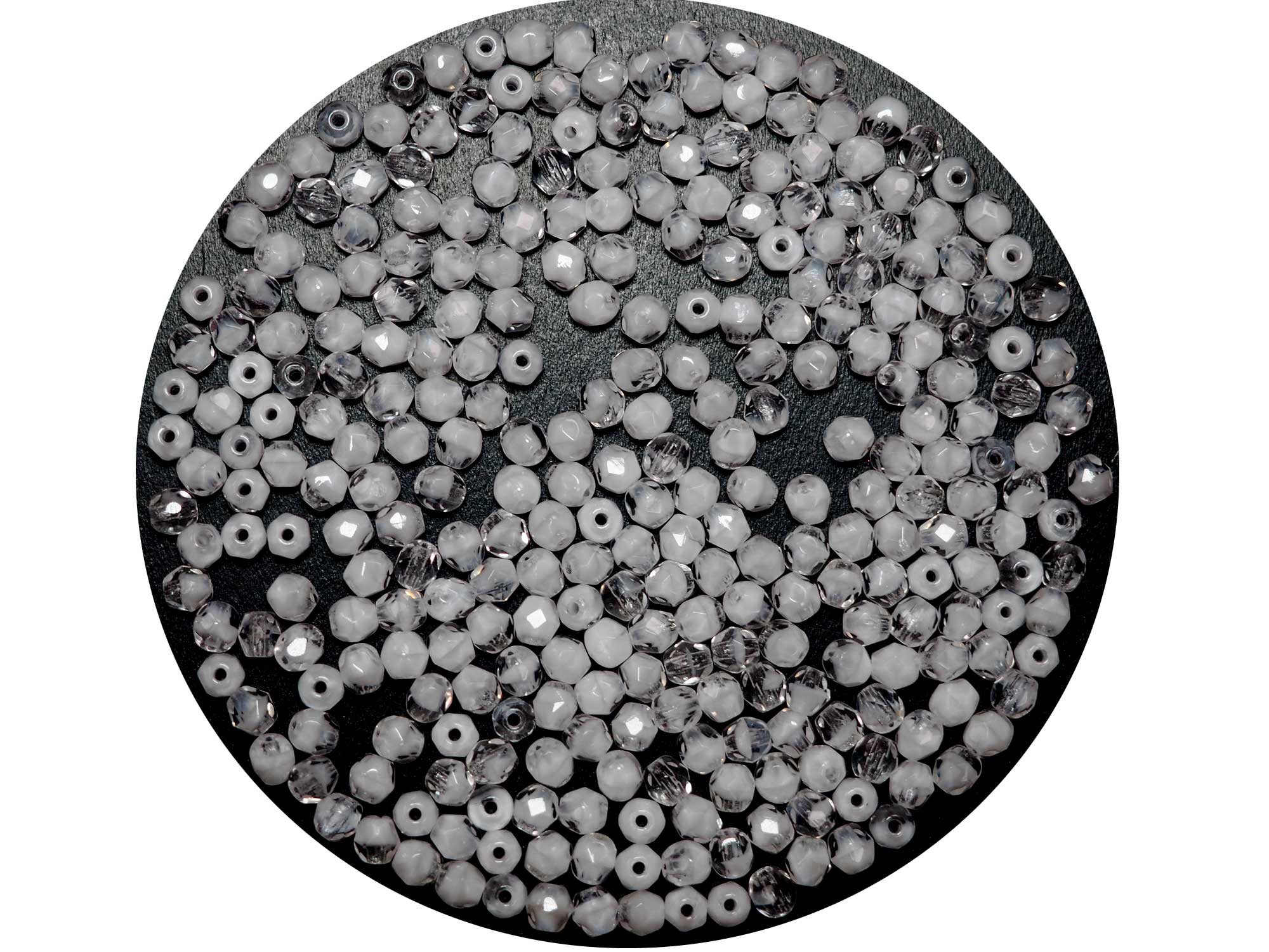 Crystal White Givre, 2-tone combination, Czech Fire Polished Round Faceted Glass Beads, 4mm 600pcs, P457