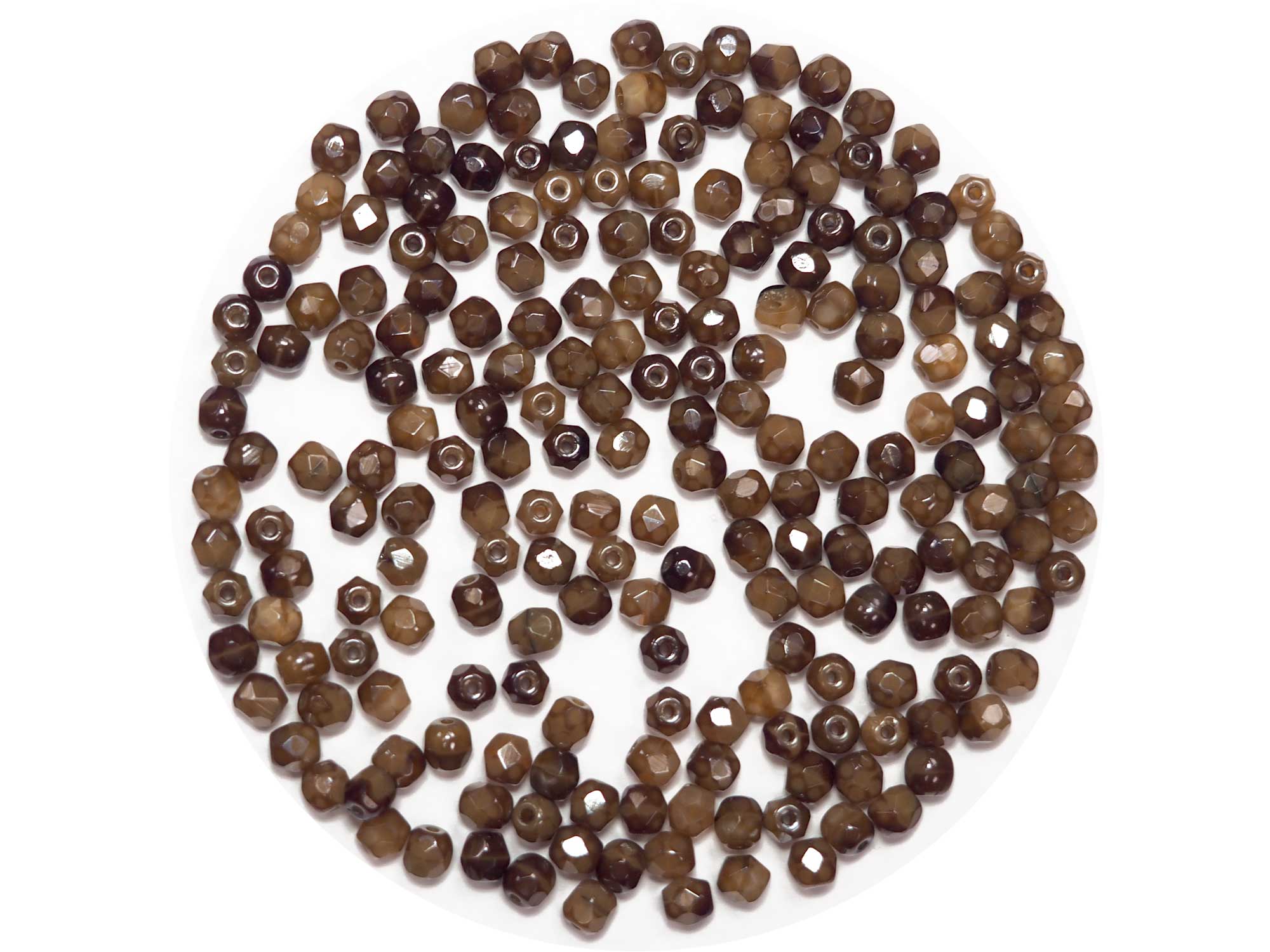 Dark Brown Givre 2-tone, Czech Fire Polished Round Faceted Glass Beads, 4mm 100pcs, P459